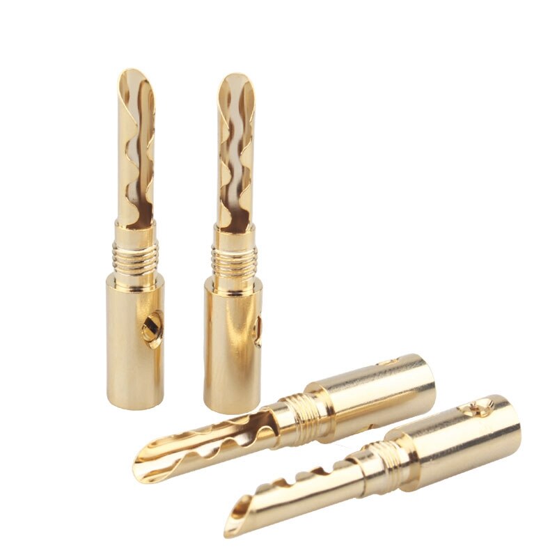 Connecteur de câbles de haut-parleur, fiche banane plaqué or BFA 5mm mâle, 12 pièces