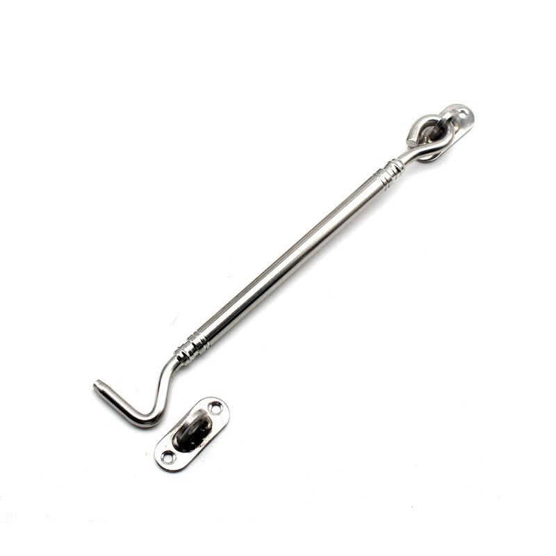 4/6/8 Inch Stainless Steel Hook Lock Sliding Door Universal Buckle Lock Cabin Barn Hook Door Latch Lock Hook Window Catch Hook: 8inch silver