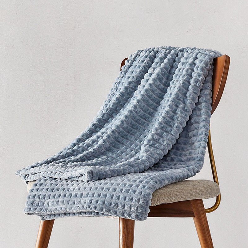 A/B Side Lente Zoete Plaid Deken Licht Dunne Mechanische Wassen Zachte Eenpersoonsbed Dekens Spreien Voor Sofa Reizen beddengoed Cover: Blue Grey / 180X200cm