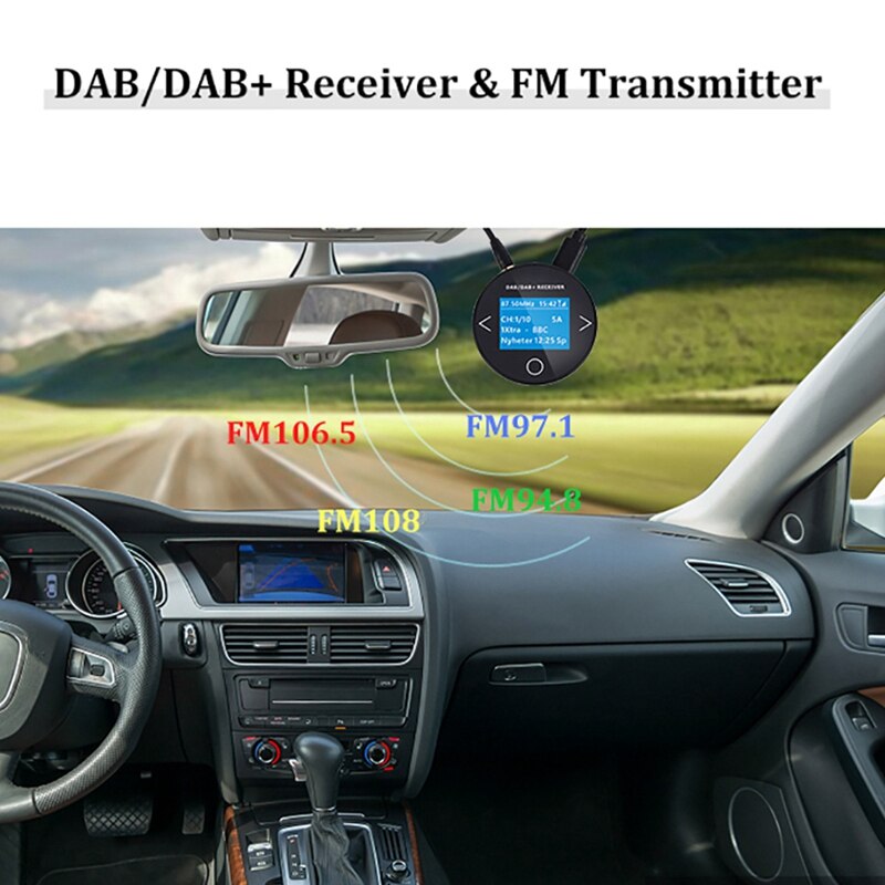 Car DAB/DAB+ Radio Adaptor Portable DAB Digital Radio FM Transmitter Music Receiver with Aux Out