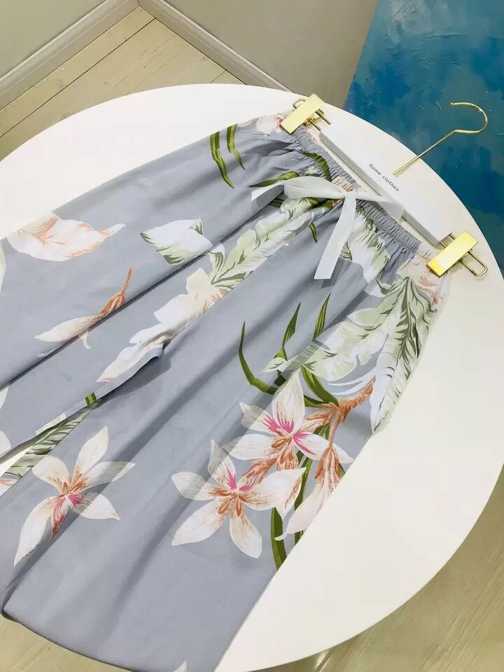 Vrouwen Zomer Slaap Bodems Homewear Slaap Broek Bloemenprint Pyjama Broek Katoen Comfortabele Brede-Been Elastische Ouc129