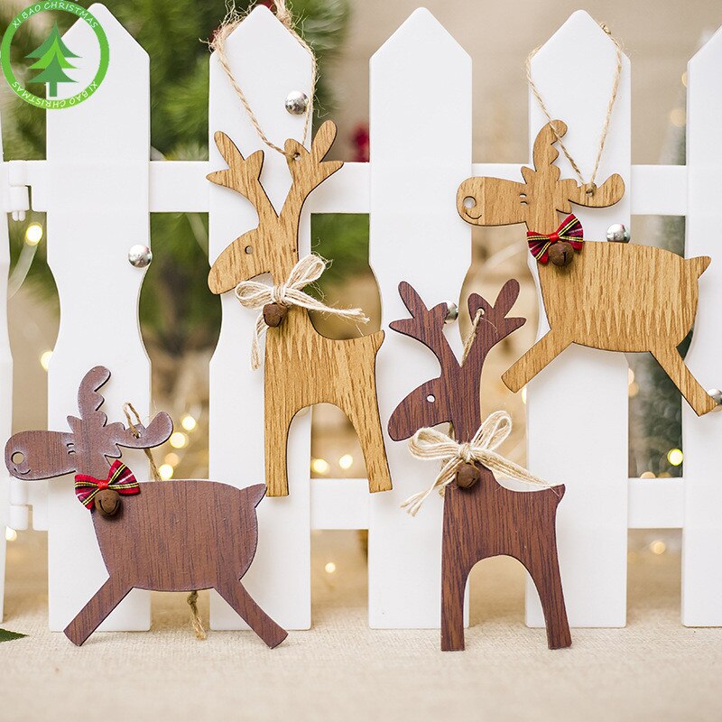 2 soorten Kerstboom boog Houten Herten Hangers ambachten DIY leuke Kid Voor home Party Decoratie ornamenten supplies