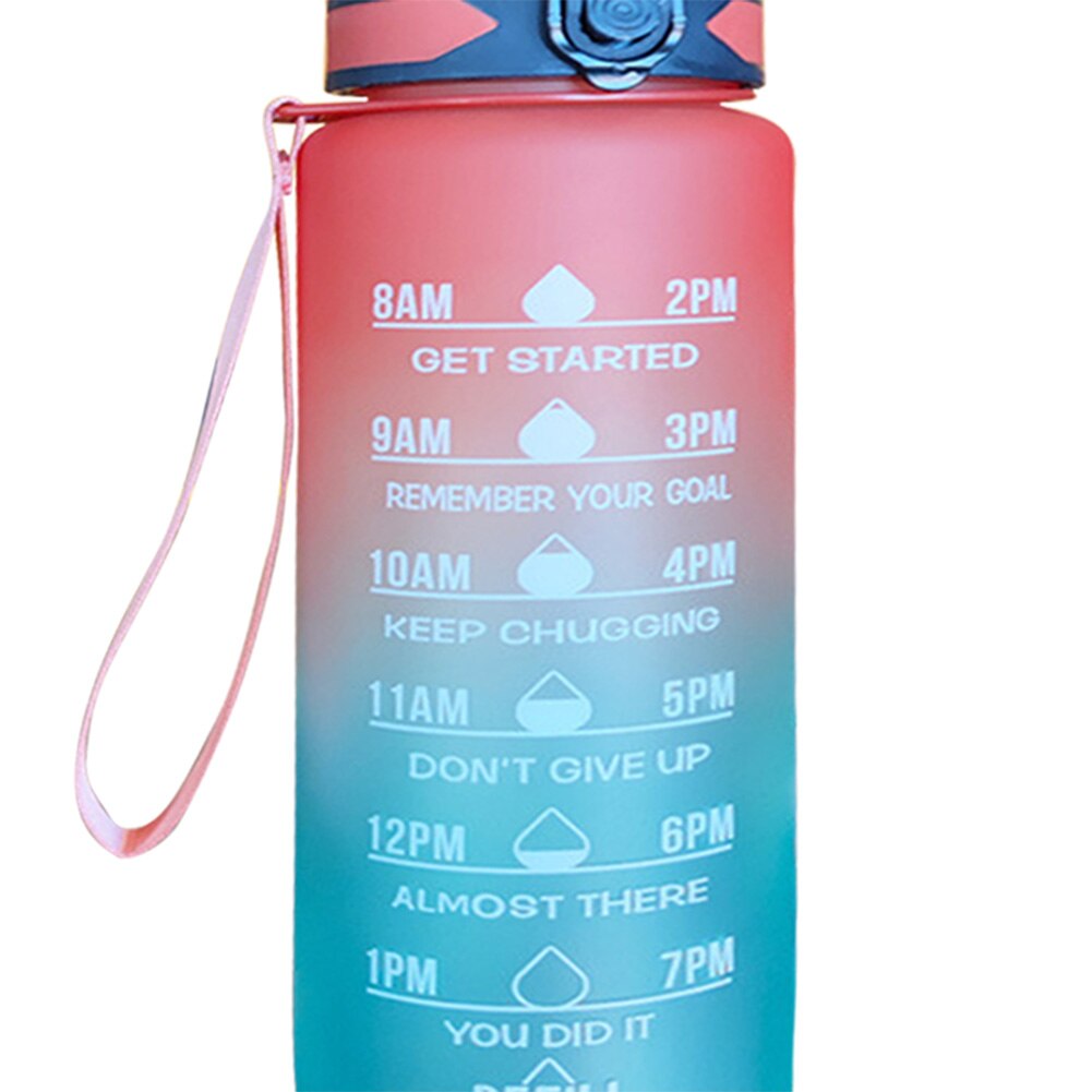 2L Wasser Flasche Stroh Tasse Große Kapazität Hohe Temperatur Kunststoff Wasser Tasse Zeit Skala matt draussen Sport Schüler Paar Tasse