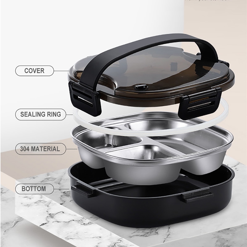 MICCK Stainless Steel Lunch Box For Kid Heated Lunch Box Kitchen Accessories Bento Box Meal Prep Food Container Storage