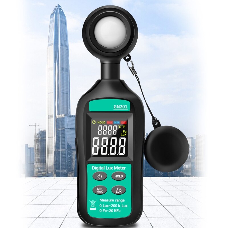 Gn201 luxmeter digital lysmåler 200k lux meter fotometer portbale håndholdt illuminometer fotometer