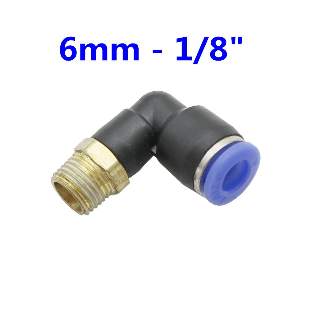 Conector de tubo neumático de aire, 10mm, 8mm, 6mm, 4mm, 12mm, OD, manguera de 1/8 &quot;, 1/4&quot;, 3/8 &quot;, 1/2&quot;, rosca macho, conectores en forma de L, accesorios de tubería: 6mm - 1I8 inch