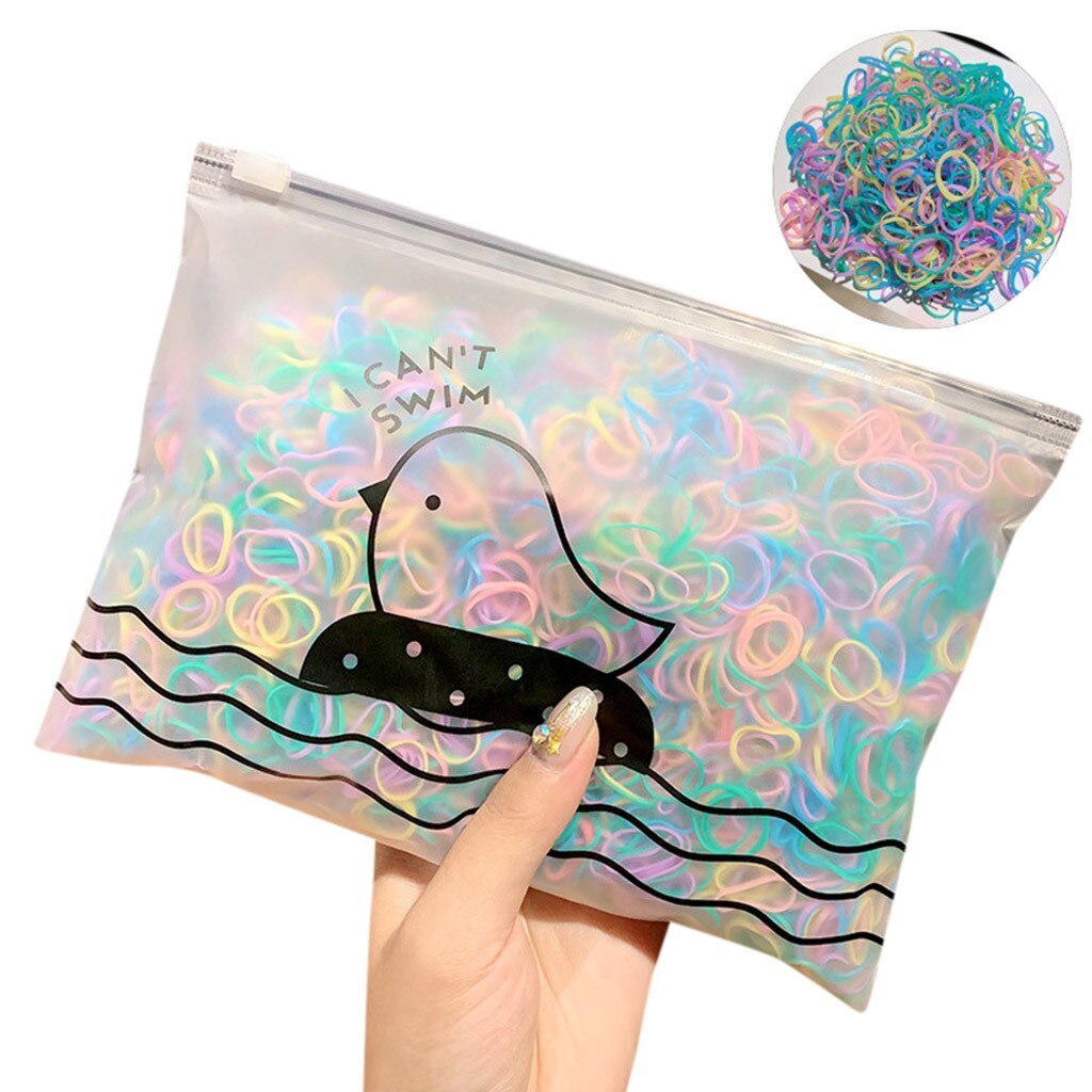 1000pcs/Pack Elastic Hair Bands Girls Colorful Hair Rope Small Disposable Rubber Bands Ponytail Holder Hair Accessories: A