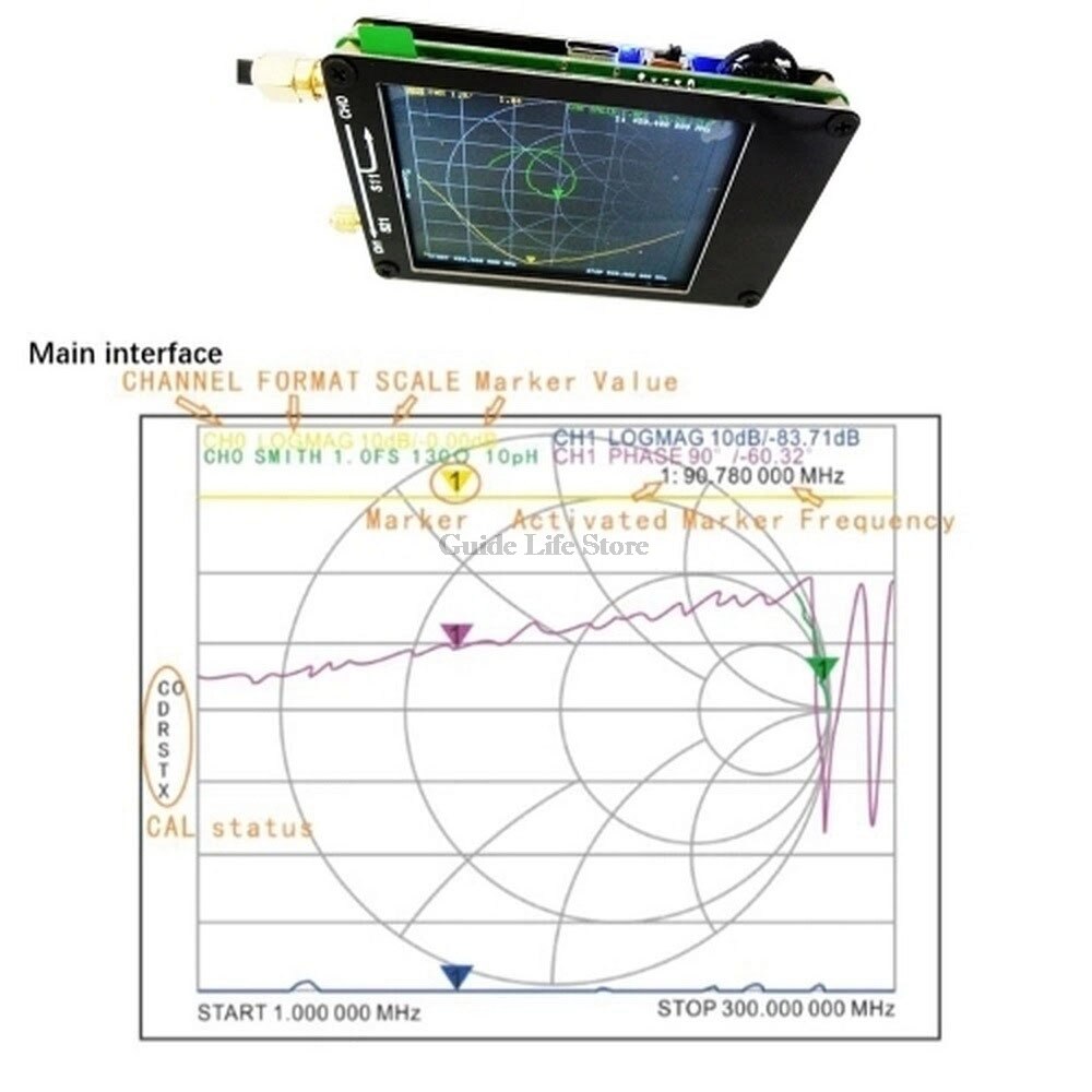 NanoVNA 50KHz-900MHz Vector Network Analyzer Digital Touching Screen Shortwave MF HF VHF UHF Antenna Analyzer Standing Wave