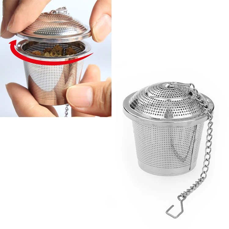 304 Stainless Steel Tea Ball Strainer Mesh Herbal Infuser Filter Tea Leaf Spice Tea Strainer Boil soup for Teapot Kitchen Tool: Gold