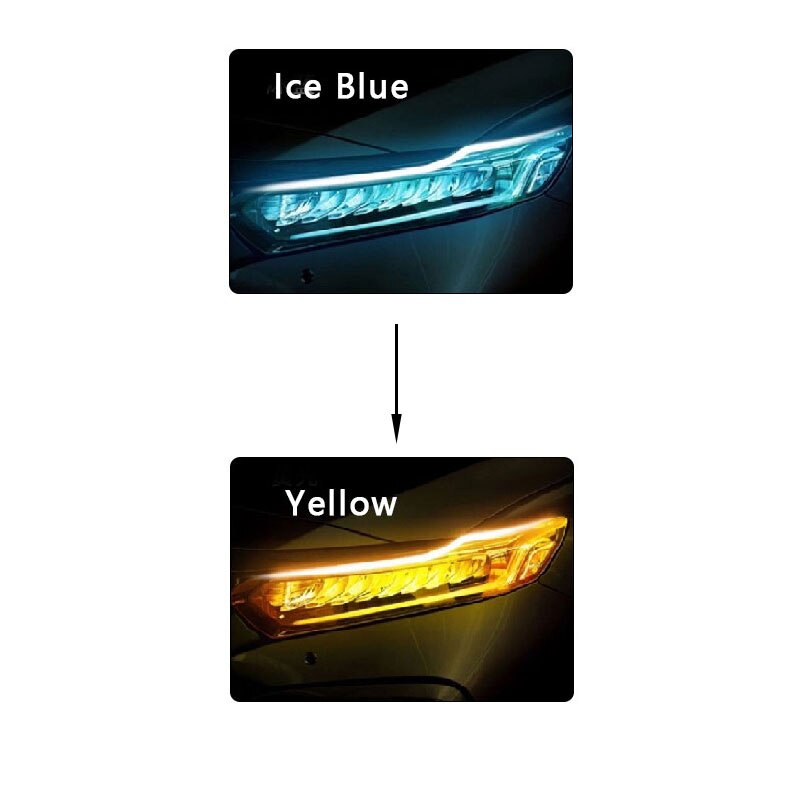 2 STUKS Auto DRL Dagrijverlichting 30CM 45CM 60CM Universele Flexibele Vloeiende Knipperlichten Waterdicht angel Eyes: Ice Blue to Yellow / 45cm