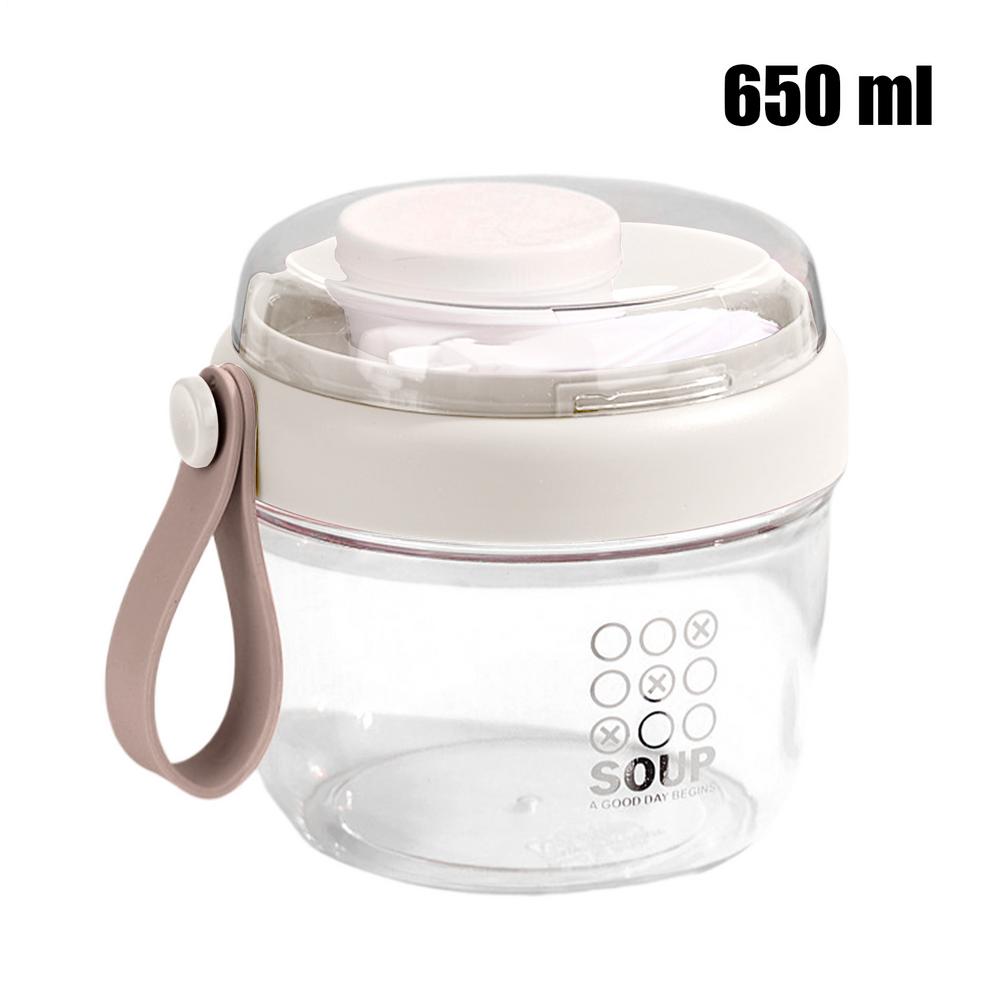 650ml Yogurt Parfait Cups With Handles Portable Yogurt Mug Breakfast Mug Cereal Cup Meal Planning Containers For Milk Yoghurt: WHITE