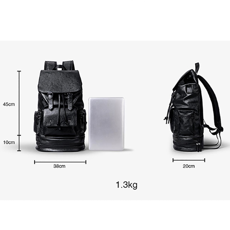 Preppy Style Men Backpack High capacity Backpack PU Leather Casual Travel SchoolBag PU leather Back Bag