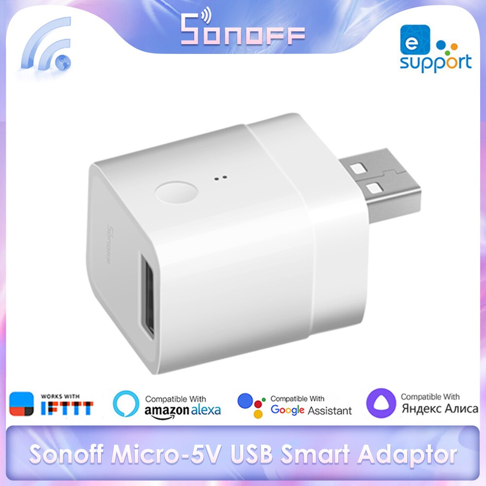 SONOFF – adaptateur intelligent USB sans fil Micro-5V, Module domotique intelligent Via télécommande Ewelink, fonctionne avec Alexa Google Home