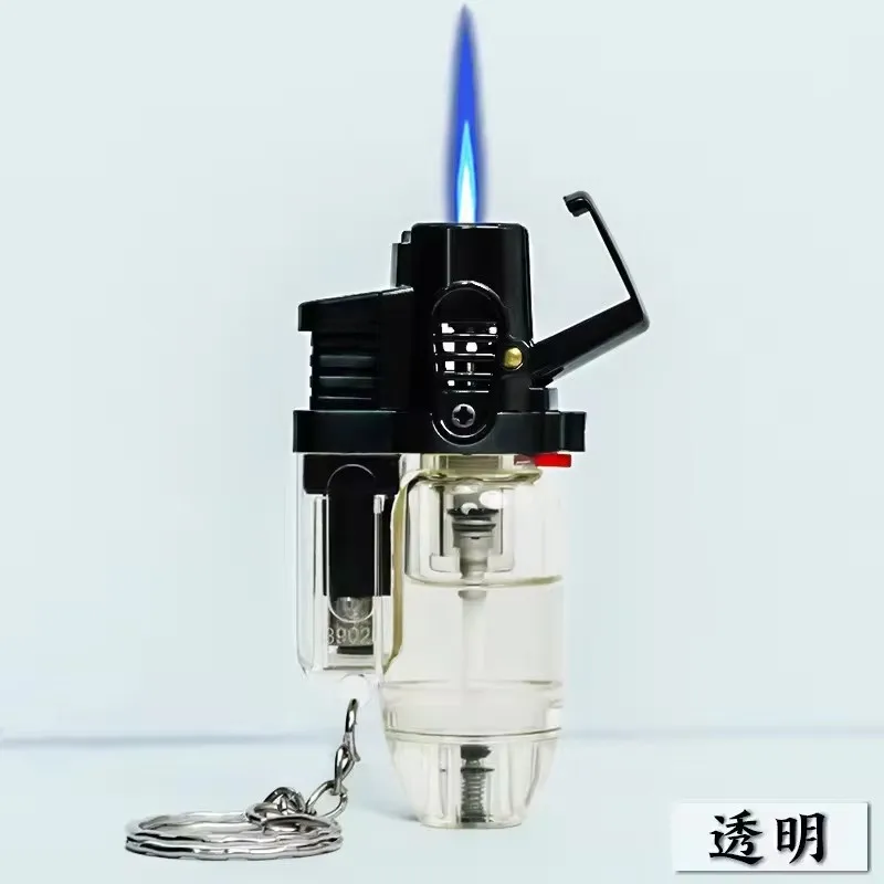 Briquet torche, briquets à jet de flamme verte, cuisine de réservoir de carburant visible coupe-vent à flamme réglable, extérieur, barbecue (sans gaz butane): Violet