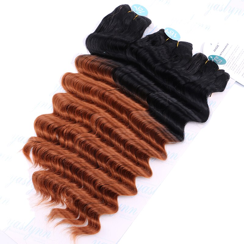 Deep Curly Hair Wave Synthetic Hair Heat Resistant loose Deep Wave Hair Bundles Extensions Natural Black Weaving: T1-30