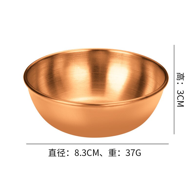 Bandeja de acero inoxidable para servir aperitivos, platos de salsa, especias, plato pequeño redondo de acero inoxidable, tazón para salsa de cocina: rose gold