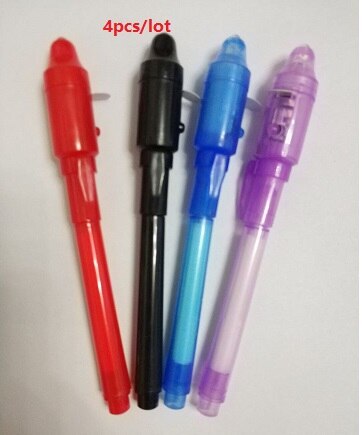 4 teile/los, UV-Licht Stift Unsichtbare Tinte Sicherheit Marker Stift Mit Ultra Violet LED Schwarzlicht: mixed 4