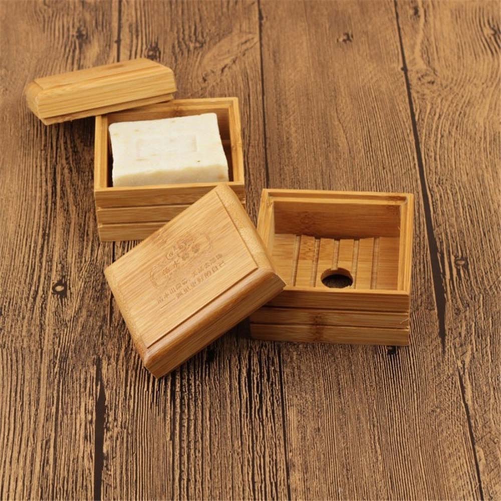 Portable Bamboo Soap Dish Bamboo Bathroom Shower Manual Drain Soap Tray Wooden Soap Tray Holder Plate jabonera ducha