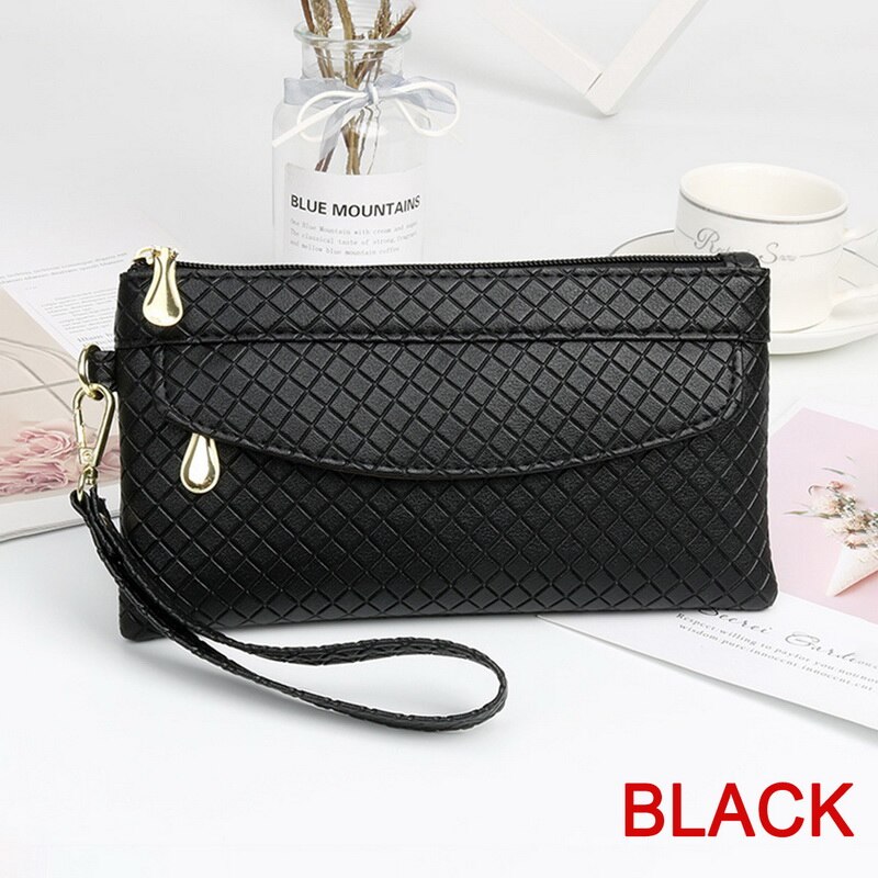 2021 New Fashion Pu portafoglio in pelle da donna pochette borsa da donna migliore portafoglio per telefono tasca per telefono femminile: Black