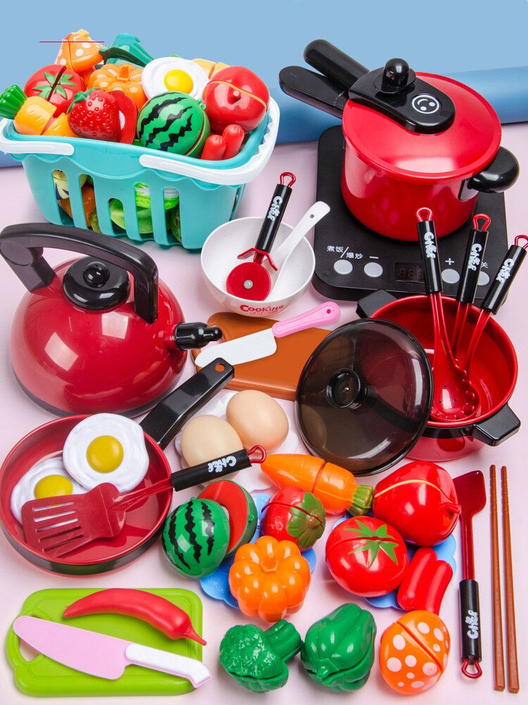 Cucina per bambini Set Da Cucina Giocattoli di Grandi Dimensioni Bambola di Simulazione Cibo Pentolame E Utensili Per Cucinare Pentola Padella di Cottura Utensili della Casa del Gioco Giocattoli per le Ragazze: 38pcs A