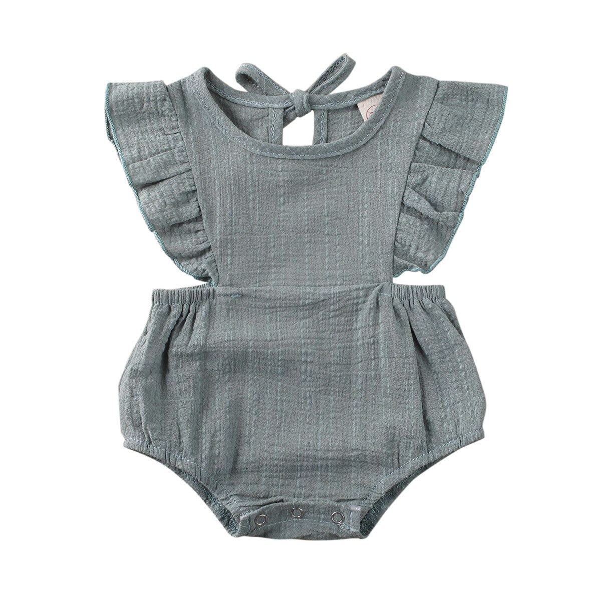 Neugeborenen-, kleinkind-, säuglings-, babykleidung für mädchen und jungen aus baumwolle und leinen, rüschenbody, Overall, sommeroutfit, sonnenanzug 0-12m: Blau / 3m