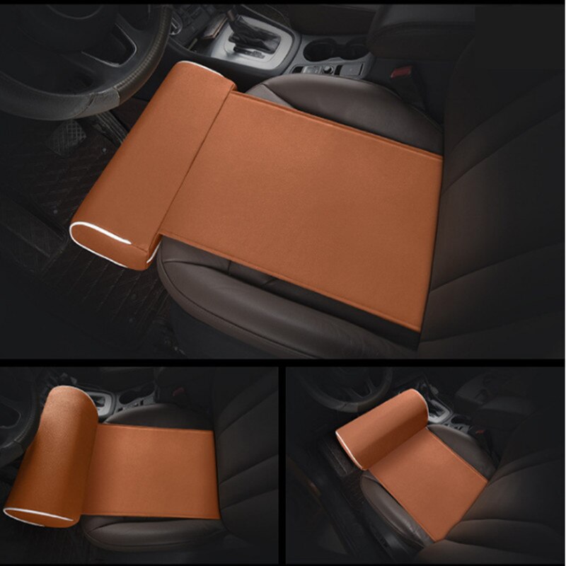 Cojín para asiento de coche reposapiés de cuero PU, soporte para piernas, esterilla cuadrada, rodillera de fácil conducción, apoyo para los muslos, accesorios de Interior de coche: 1pc orange