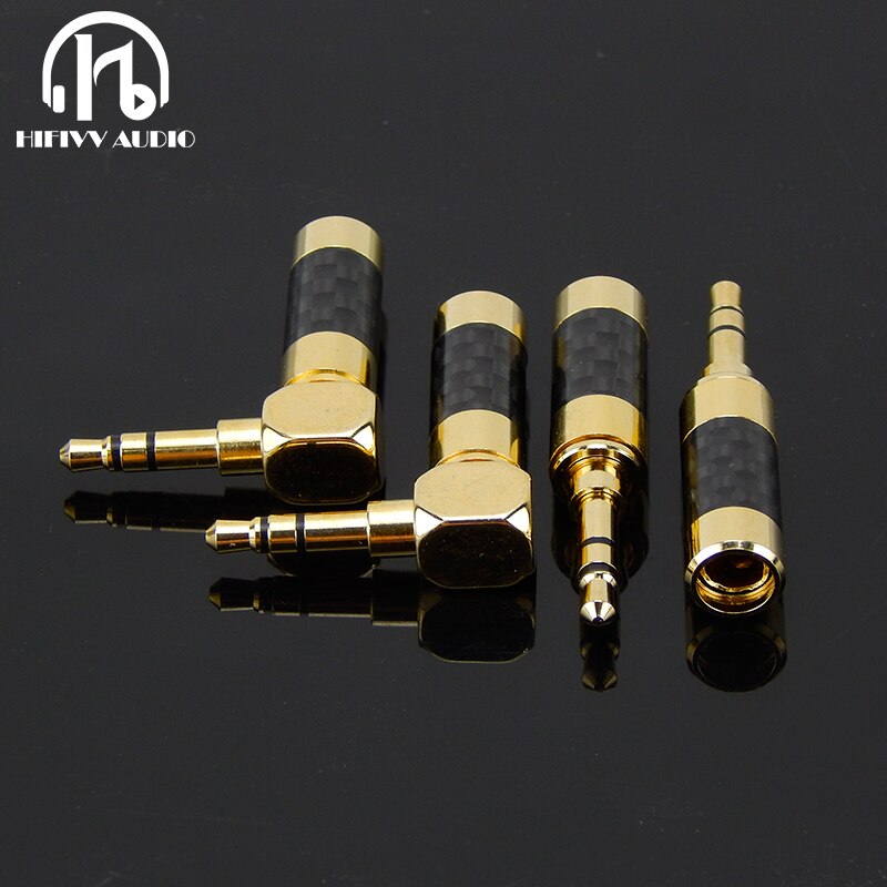 2pcs gold JACK plug 3.5mm Earphone plug 3.5mm Stereo Headphone Connector carbon fibre Gold-plated