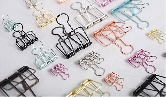 6 stuks/pak schattige 50mm bindklemmen metalen klembordklem met beschermende plastic hoek paperclips kantoorklemmen