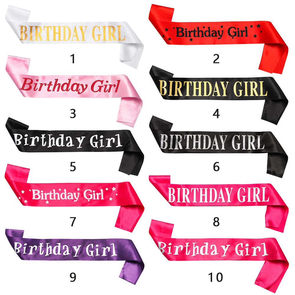 Birthday Girl Ribbons Shoulder Girdle Birthday Girl Glitter Satin Sash Mermaid Party Supplies Decoration Accessories