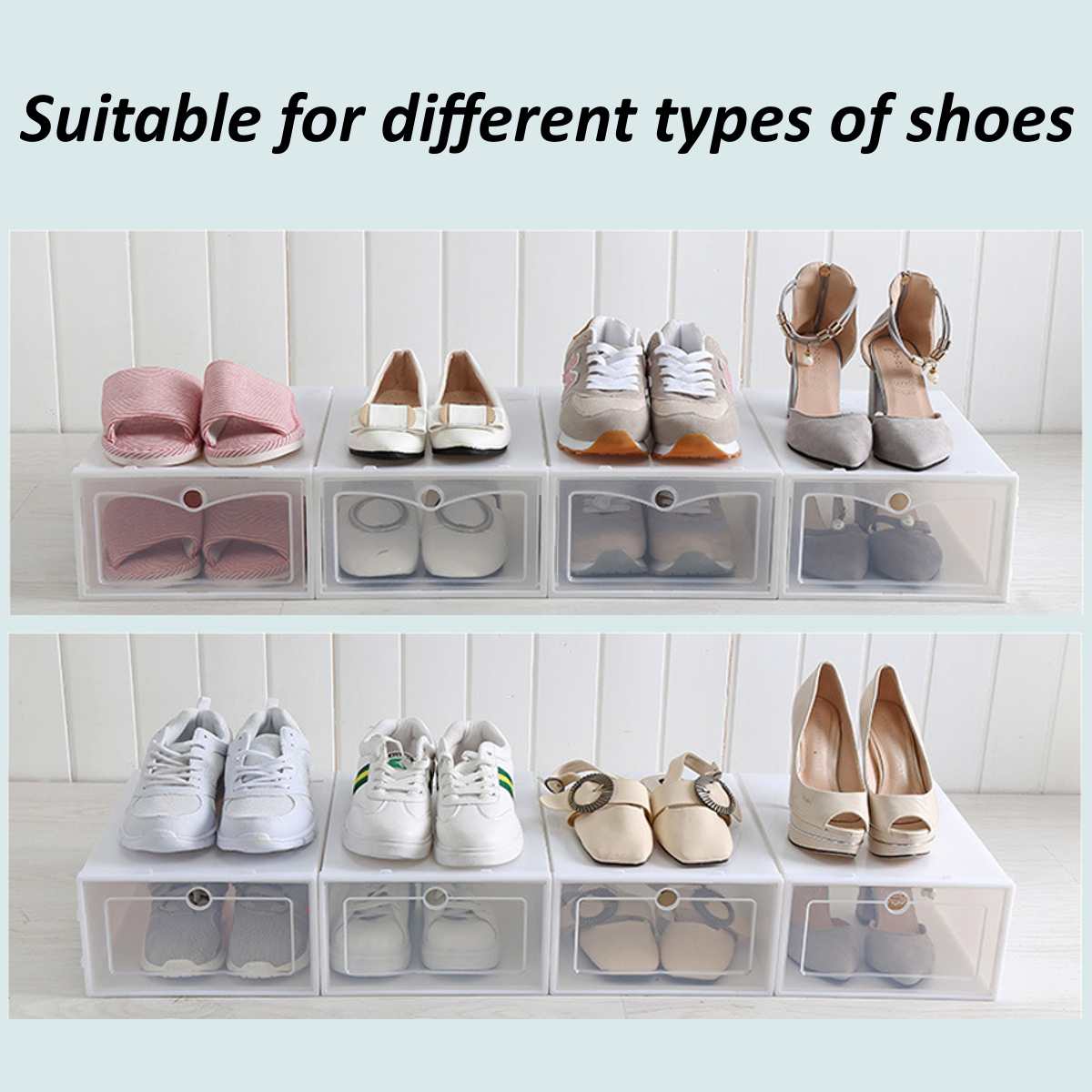 4 stuks transparante schoenendoos stofdicht plastic schoenenopbergartefact flip schoenenrek schoenenorganizer hanger gesuperponeerde combinatie
