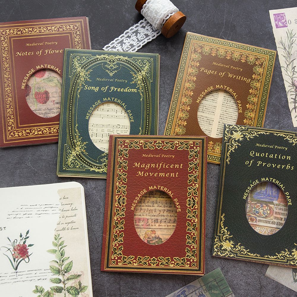 Pages de livre rétro médiéval, lot de 10 feuilles, série de poésie du moyen age, Collage de papier matériel DIY, statique d&#39;arrière-plan pour Scrapbooking