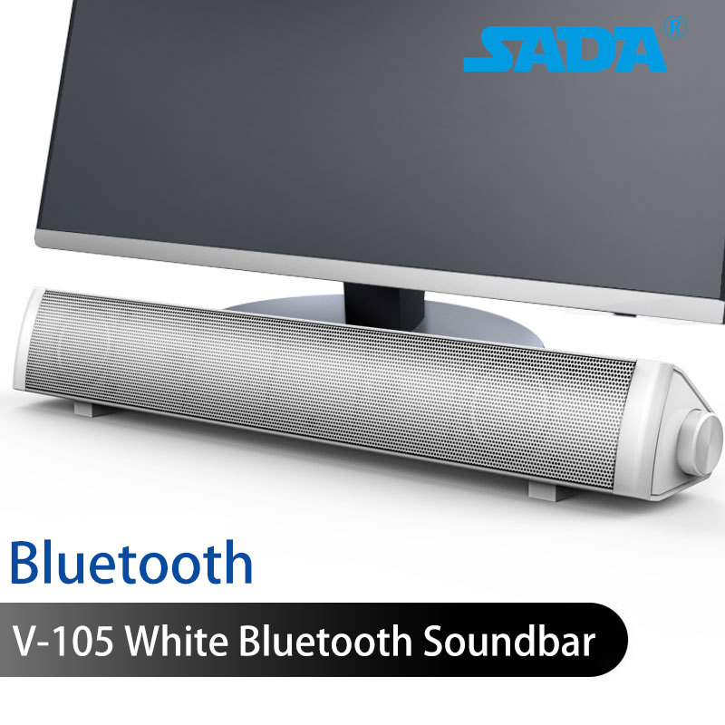 Home Theater Soundbar Desktop Speaker with Bluetooth Microphone USB Jack Dual Loudspeaker Sound Stereo Surround Sound for Home: V-105 White BT