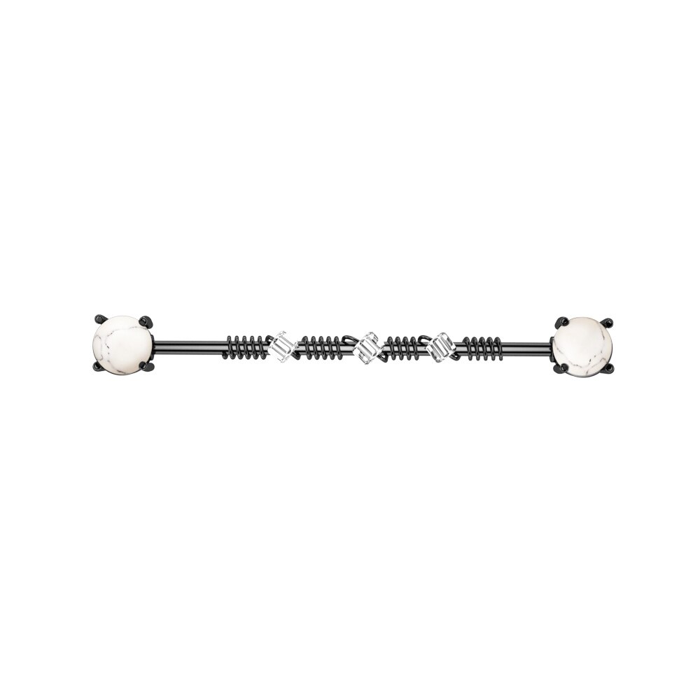 Schmetterling Pfeil Industrielle Hantel für Frauen Männer Stahl CZ Knorpel Wendel Ohrringe Zucht Karosserie durchbohren Schmuck Oreja 14G x 38mm 1PC: 2369-schwarz