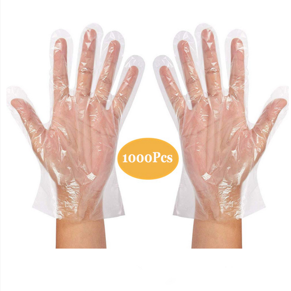 Lot de 500/1000 gants en plastique de qualité alimentaire, jetables et écologiques, pour cuisine, restaurant, restauration, hygiène, nettoyage