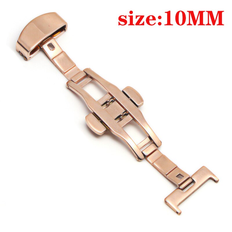 Schmetterling Einsatz Schnalle Automatische Doppel Klicken Edelstahl Spange Band Für Uhr Band 16mm18mm 20mm 22mm Armbinde Verschluss: Rosegold-10MM