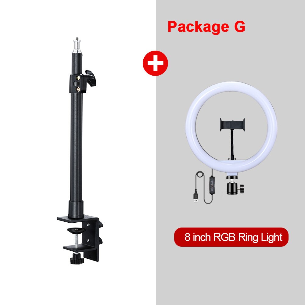 Desktop C-clamp Light Stand with 360 Rotatable Ball Head 1/4 inch Screw, Adjustable Aluminum Holder for Ring Light Camera Video: Green  