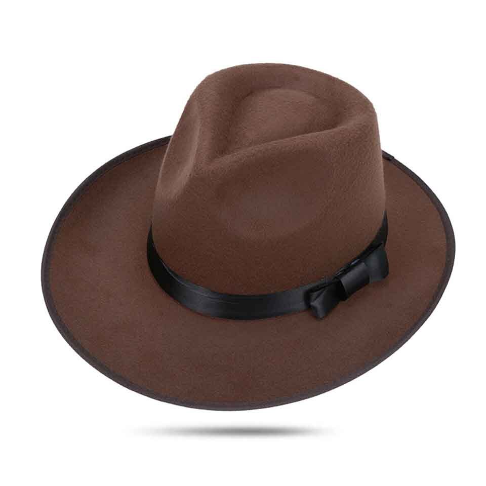Solid Vilt Fedora Hoed Voor Mannen Brede Rand Dames Trilby Chapeu Vilten Hoed Vrouwen Mannen Jazz Hoed Kerk Godfather sombrero Caps: C0201-7