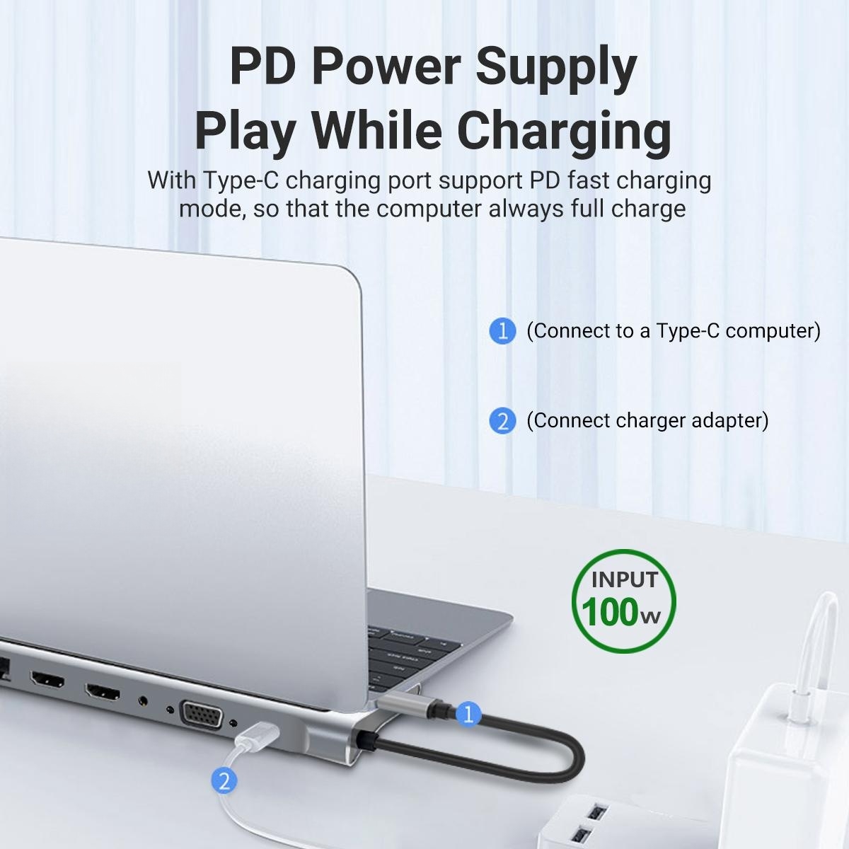 12 In 1 USB-C Docking Station, Aluminum Shell Type-C HUB With HDMI*2+PD 100W+USB 2.0/3.0+SD+TF+RJ45+VGA For Mobile Phone，Laptop