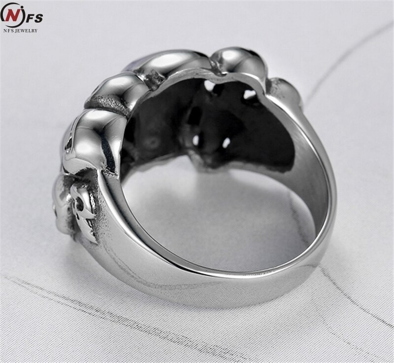Anillos de calavera pirata para hombre, de marcas famosas, Vintage, Cool Sons, anarquía, anillo de calavera de la muerte, Semicírculo completo, anillo de calavera gótica Grim Raper