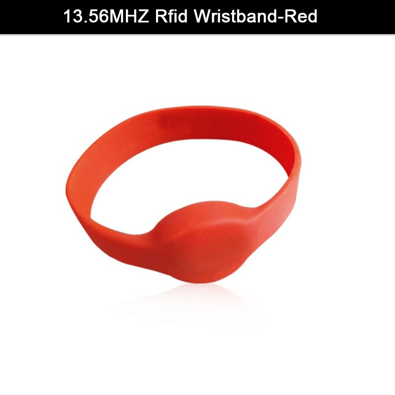 13.56 mhz  mf1108 (s50 kompatibel) iso 14443a rfid vandtæt smart silikone armbånd armbånd: Mulighed 1- rød