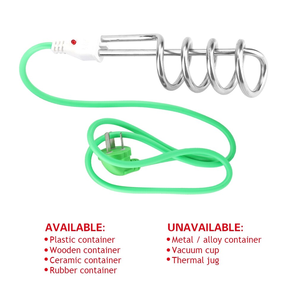 Calentador de agua de 220V y 2500W para bañera, Caldera de inmersión eléctrica de suspensión portátil para bañera plana de viaje