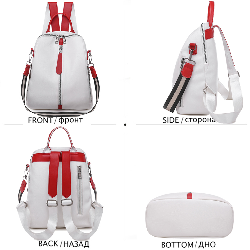 Backpack Women Soft Leather Backpack Female White Travel Back Pack School Backpacks for Girls Sac A Dos