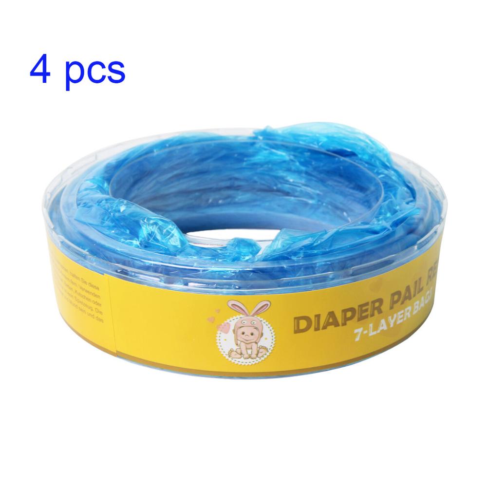 4pcs/Box 8M Baby Diaper Bucket Refill Bags Ideal Diaper Bin Garbage Bag Plastic Trash Waste Replacement Bag