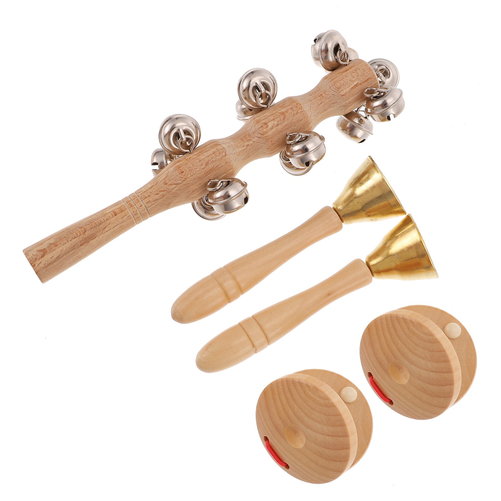1Set Finger Cymbals Castanets Jingle Stick Bell Enlightenment Percussion Instruments: Default Title