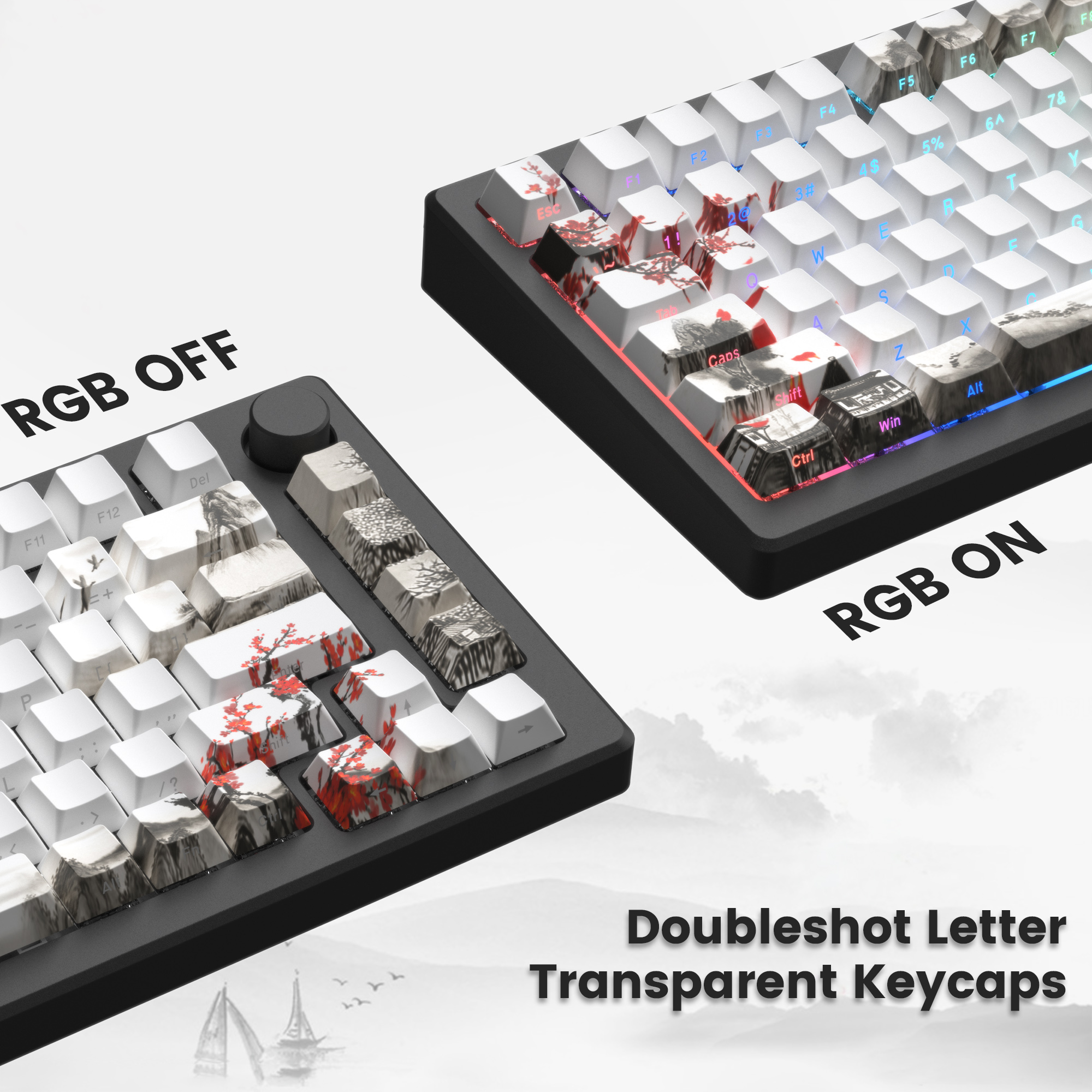 127 teclas que brilla a través de flor de ciruelo perfil de cereza Keycap PBT Keycap Dye-Sub Cherry MX interruptores para teclado mecánico de jugador