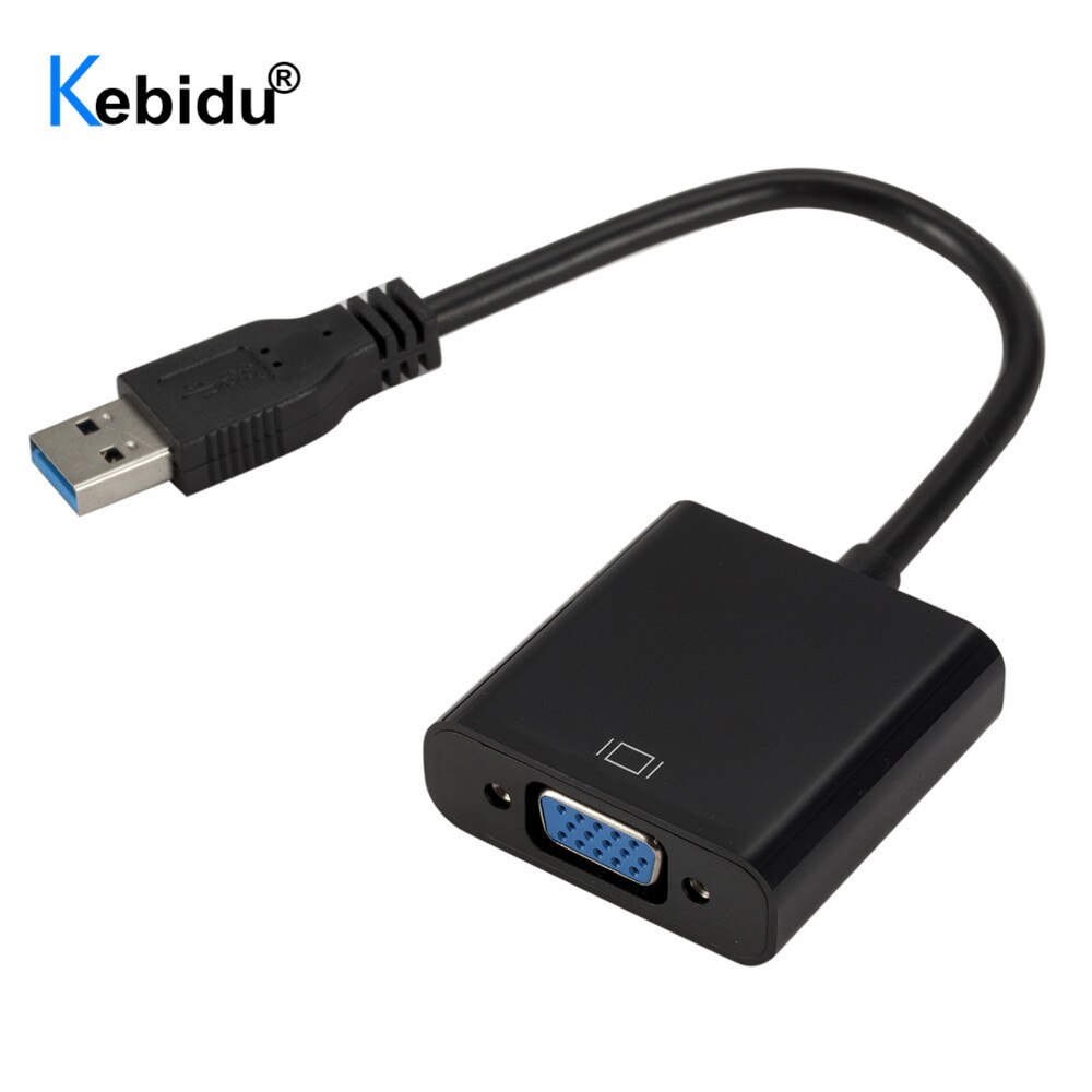 Kebidu vga adapter ekstern usb 3.0 to vga video kabel multi display konverter til win 7/8/10 desktop bærbar pc skærm