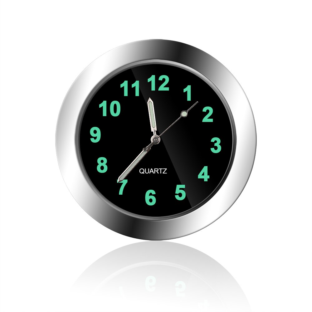 Horloge Analogique Lumineuse à Coller Pour Tableau De Bord Voiture - Mini Horloge Noire Fenteer