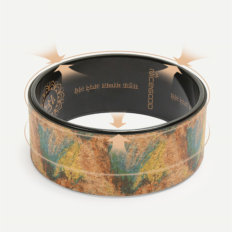 Yoga Wheel - 32cm Diameter - Natural Cork Surface - Rubber ABS Inner Ring - Pilates Fitness