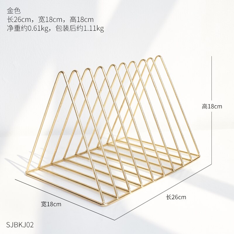 Nordic Iron Triangle Magazine Newspaper Rack Modern Minimalist Study Room Bookcase Office Desktop Bookshelf Ornament Decoration: B