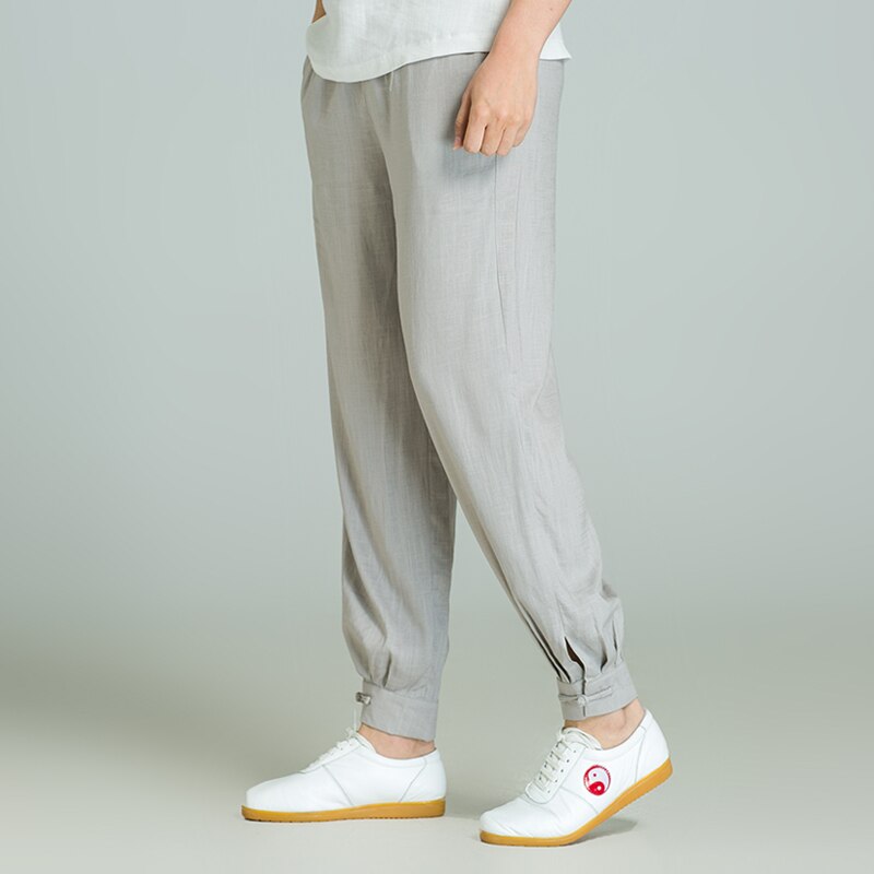 Tai Chi Pants Martial Art Trousers Gray Black Colors: Light grey / S